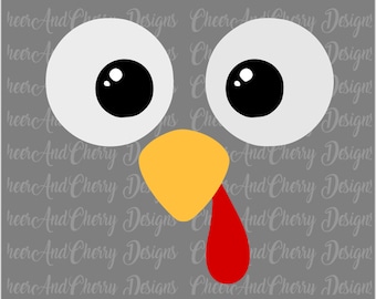 Turkey Face SVG: Thanksgiving Cricut Silhouette Cut File (Digital Download)