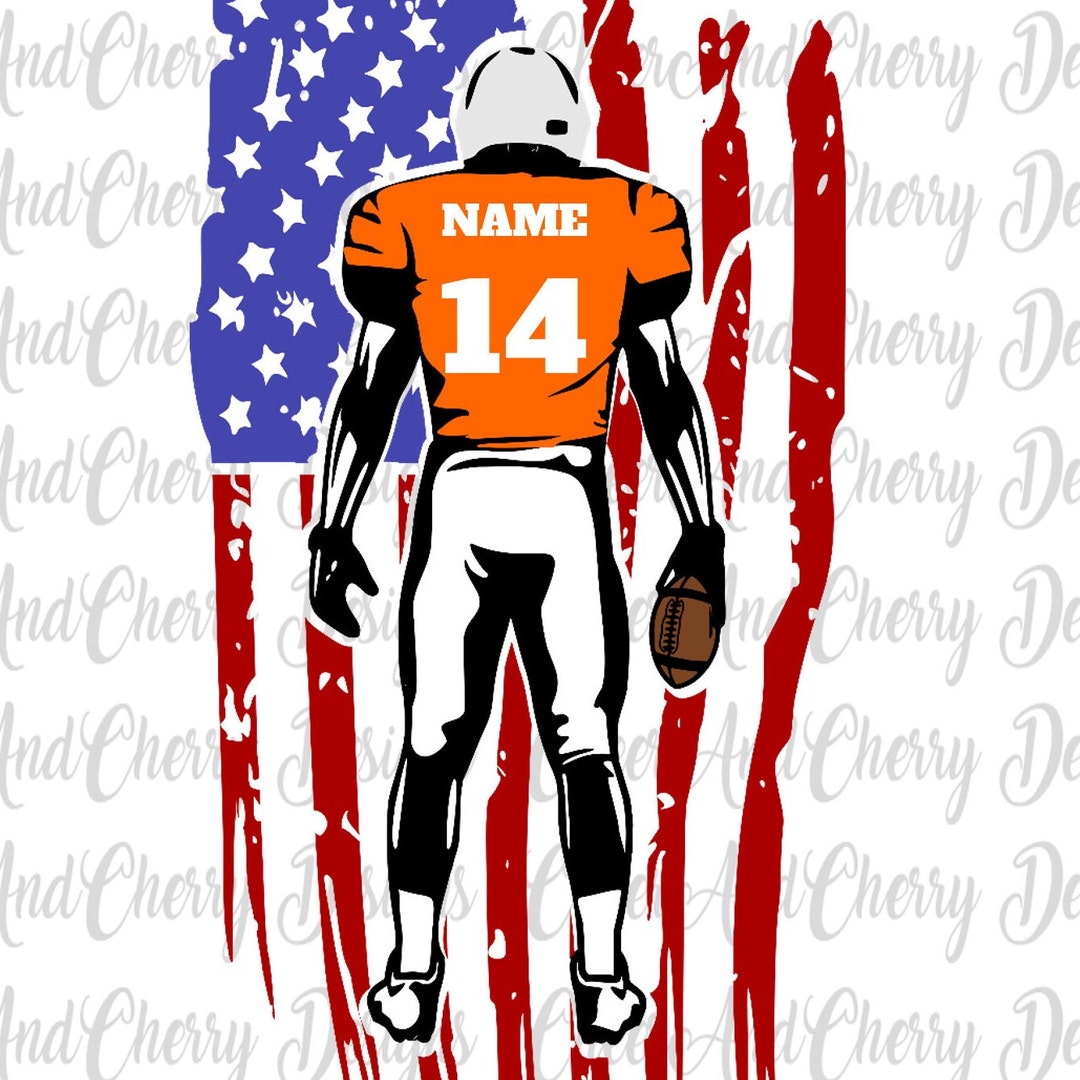 Custom Football SVG With Font Layered Football Player Flag Svg Etsy