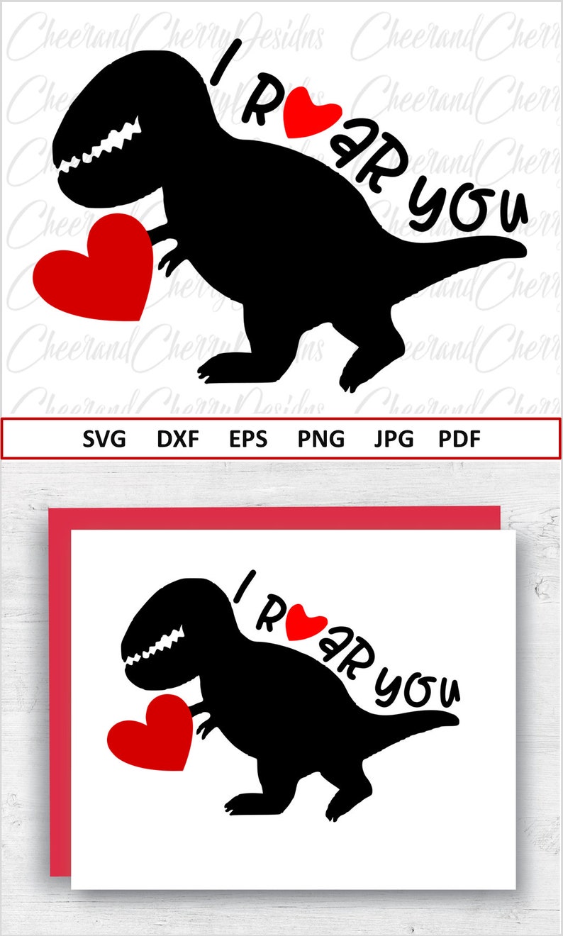 Download I Rawr You SVG DXF Valentines SVG for Boy Valentines Cutting | Etsy