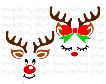 Reindeer face Svg for Cricut Silhouette Iron on Christmas SVG for boy Antlers SVG Cute Reindeer SVG for Girl Shirt Vinyl Deer Svg Clipart