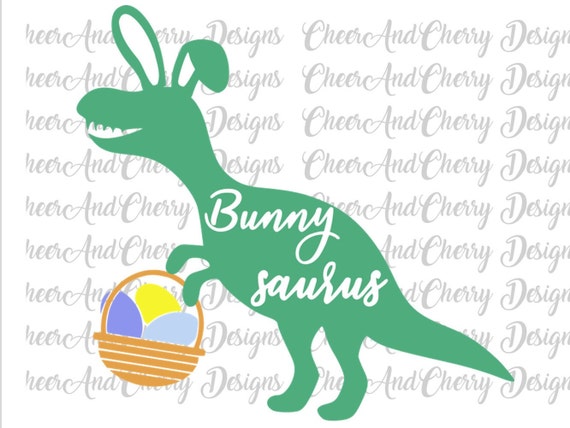 Bunny Dinosaur With Easter Basket Svg Easter Dinosaur Svg For Etsy
