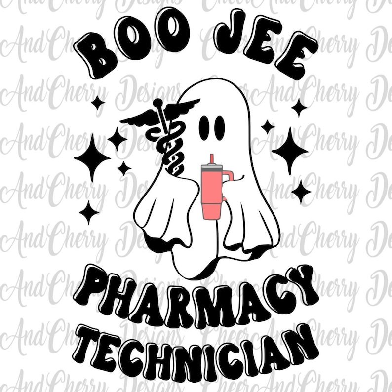 Pharmacy Tech Svg Halloween Pharmacist Svg Design Pharm tech Ghost Sublimation BOO Jee svg Pharmacy technician Png Funny Pharmacy shirt image 1