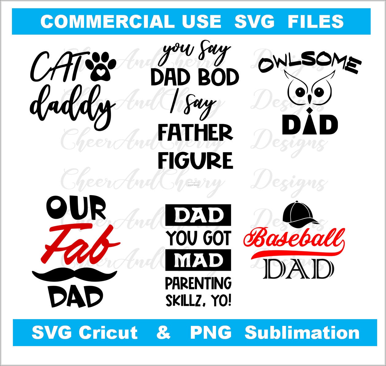 Father's Day Bundle SVG PNG Download - 50 Designs, Funny Dad Cut Files ...