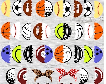 Sports Half Ball Svg Png Bundle – 26 Designs