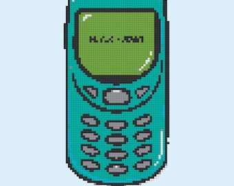 Retro Phone Needlepoint Pattern – Vintage Cellphone Cross Stitch Chart (PDF Download)