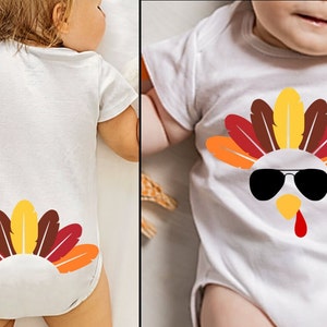 Erste Thanksgiving-Svg-Dateien für Baby Boy Truthahn Gesicht mit Brille Cut Datei Cute Truthahn Shirt Truthahn Trab svg Türkei Federn Sublimation