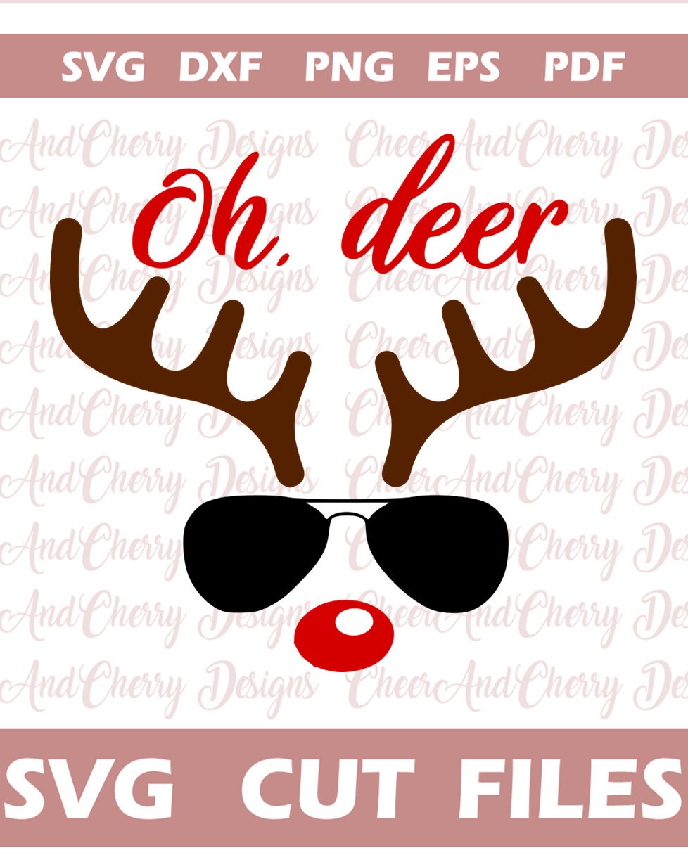 Reindeer Face Svg for Cricut Iron On, Christmas Deer Svg, Funny ...