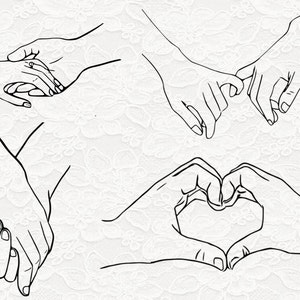 Hand geschnitten SVG-PNG-Bundle, Valentinstag-Svg-Dateien, Pinky-Hold-Svg für Cricut, Paar-Hände-Schnittdateien, Jäten Png Anpassen mit Namen