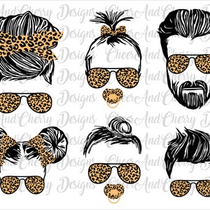 Mom Life Kid Life Dad life Baby Life SVG PNG Bundle for Cricut Silhouette - Layered svg design Leopard print cut file, Messy Bun Momlife