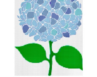 Blue Hydrangea Needlepoint Pattern – Coastal Floral Cross Stitch Chart (PDF)