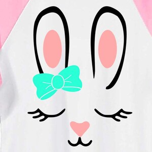 Cute bunny face Svg, Easter bunny svg for Girls Easter Svg files for Cricut Silhouette Easter Shirt svg design Cute Bunny with bow Svg dxf
