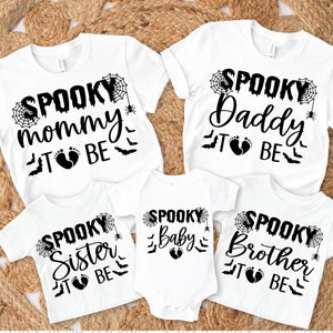 Anuncio de embarazo de Halloween Paquete SVG Espeluznante mami para ser svg Nuevo papá para ser svg Hermana Hermano Nana Papa Tía Tío Esperando svg