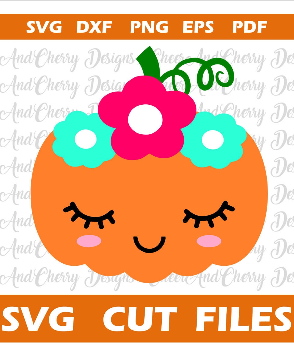 Cute Pumpkin Face Svg Pumpkin With Flowers Svg for Cricut - Etsy