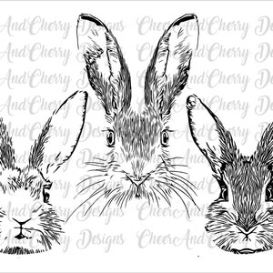 Pâques lapin visage svg bundle, mignon lapin Png, lapin svg, Pâques Svg, lapin clipart vecteur pour chemise, lapin visage svg pour Cricut Sublimation