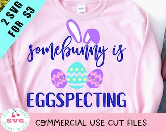 Anúncio de gravidez de Páscoa SVG, algum coelhinho está ovospectando arquivos Svg Cricut Silhouette Iron on Easter Svg Mommy To Be Shirt svg Expecting