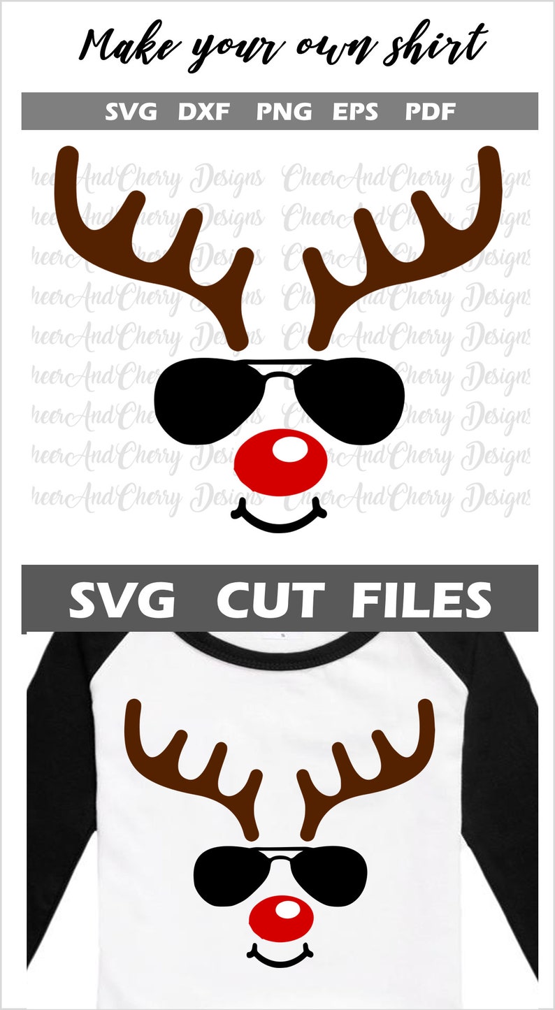 Reindeer with glasses Svg Cool Reindeer face svg for Cricut Silhouette Christmas SVG for boys Commercial Use cut files Reindeer Clipart
