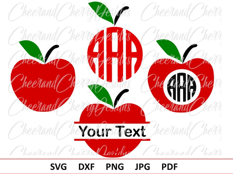 Apple Monogram Svg Red Apple Svg For Teachers Svg School Etsy