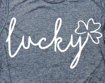 Lucky svg for st patrick day Svg files Cricut Silhouette Iron on, hand lettered svg saint patricks day Svg, lucky shamrock svg St Pattys Svg