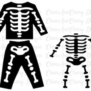 Skelett Svg, Halloween SVG für DIY Halloween Kostüm, Jungs Halloween Svg, Skelett Knochen Druckbares Bügelbild auf Vinyl Silhouette Cricut