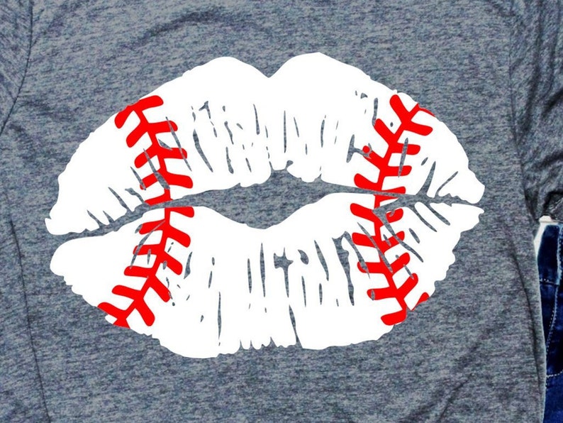 distressed baseball lips SVG softball sister svg girl cut Baseball mom Svg files for Cricut Silhouette grunge kiss baseball stitches Svg