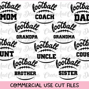Football svg bundle Png Svg Dxf files, Football family svg, Sports svg, Matching Football shirt designs, Football Mom svg Dad Sister brother