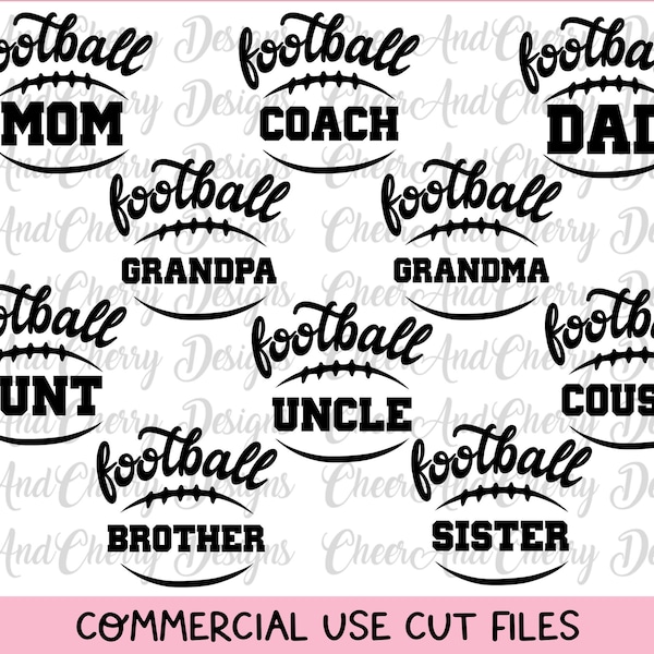 Football svg bundle Png Svg Dxf files, Football family svg, Sports svg, Matching Football shirt designs, Football Mom svg Dad Sister brother