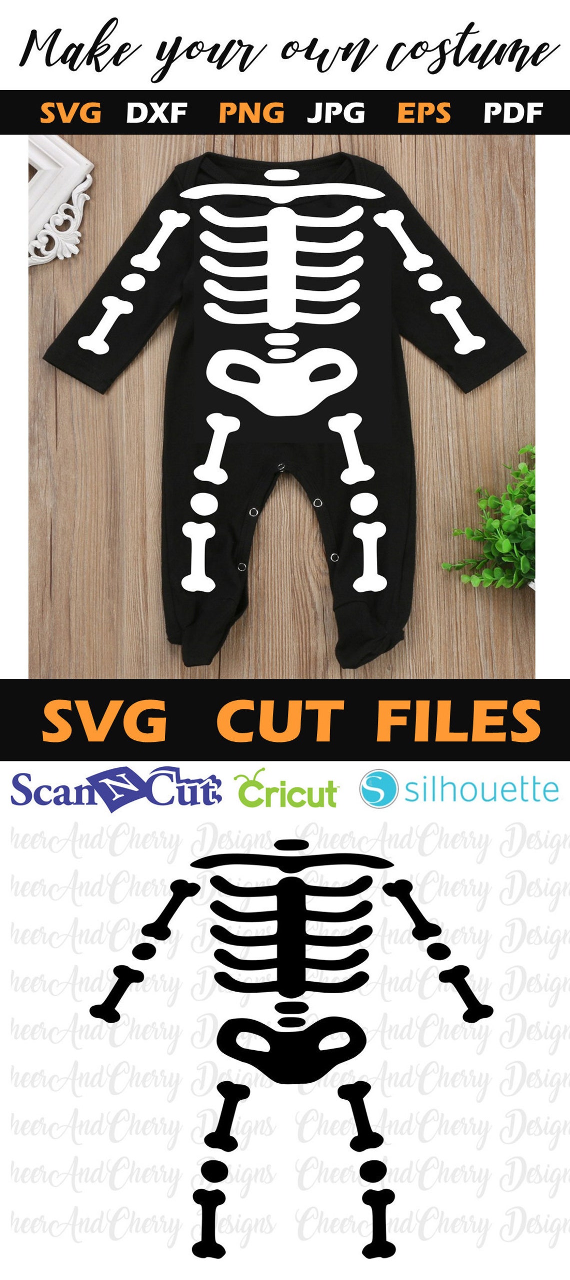 Skeleton Costume Svg File Halloween Sceleton SVG for DIY - Etsy