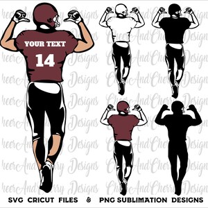 Aangepaste voetbalspeler SVG PNG gelaagde kleur voetbal SVG-bestanden, voetbalseizoen SVG voor Cricut, voetbal moeder SVG gratis lettertype namen nummers