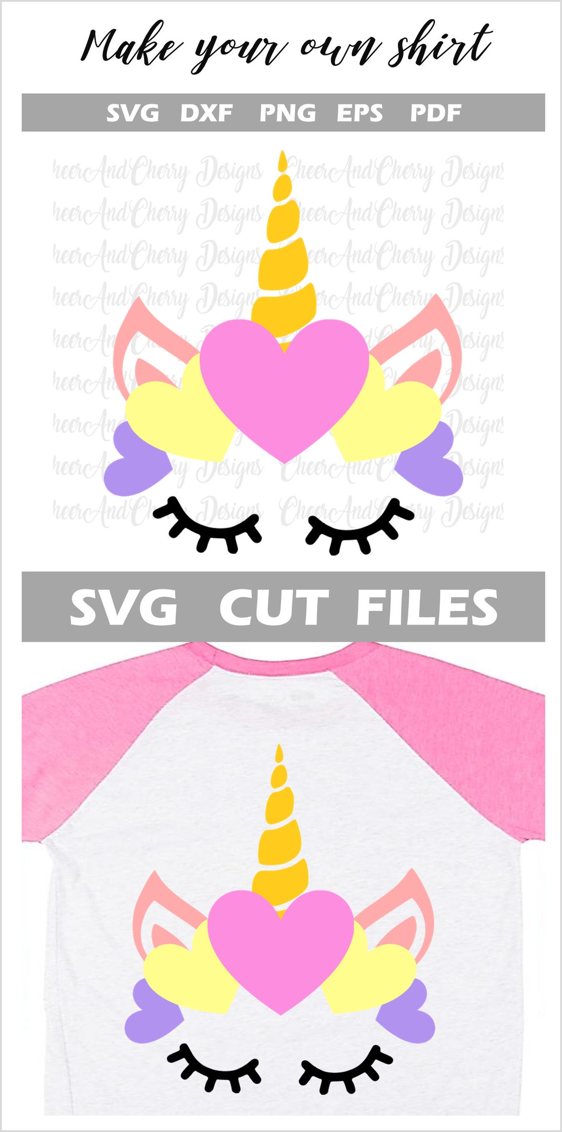 Unicorn With Hearts Svg Unicorn Face Svg Valentine's Day | Etsy