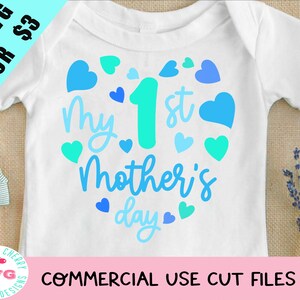 Meu primeiro dia das mães SVG PNG EPS, Baby Svg, design de camiseta para bebê menino, arquivos de corte do primeiro dia das mães Cricut Impressão de recém-nascido para citação de camisa svg