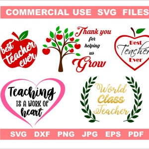 School Bundle SVG PNG DXF - 50 diseños - Teacher Appreciation Svg monogram Cut Files para Cricut Silhouette Plotter