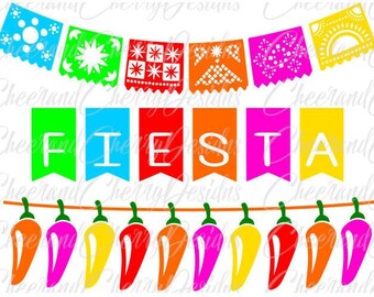 Fiesta Banner SVG: Cinco de Mayo Papel Picado, clipart (digitale download)