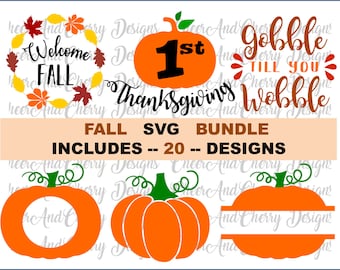 Thanksgiving SVG Bundle Fall Svg Bundle Pumpkin Svg for Cricut Thankful Grateful Blessed Svg for Silhouette Turkey Svg Monogram Fall Clipart