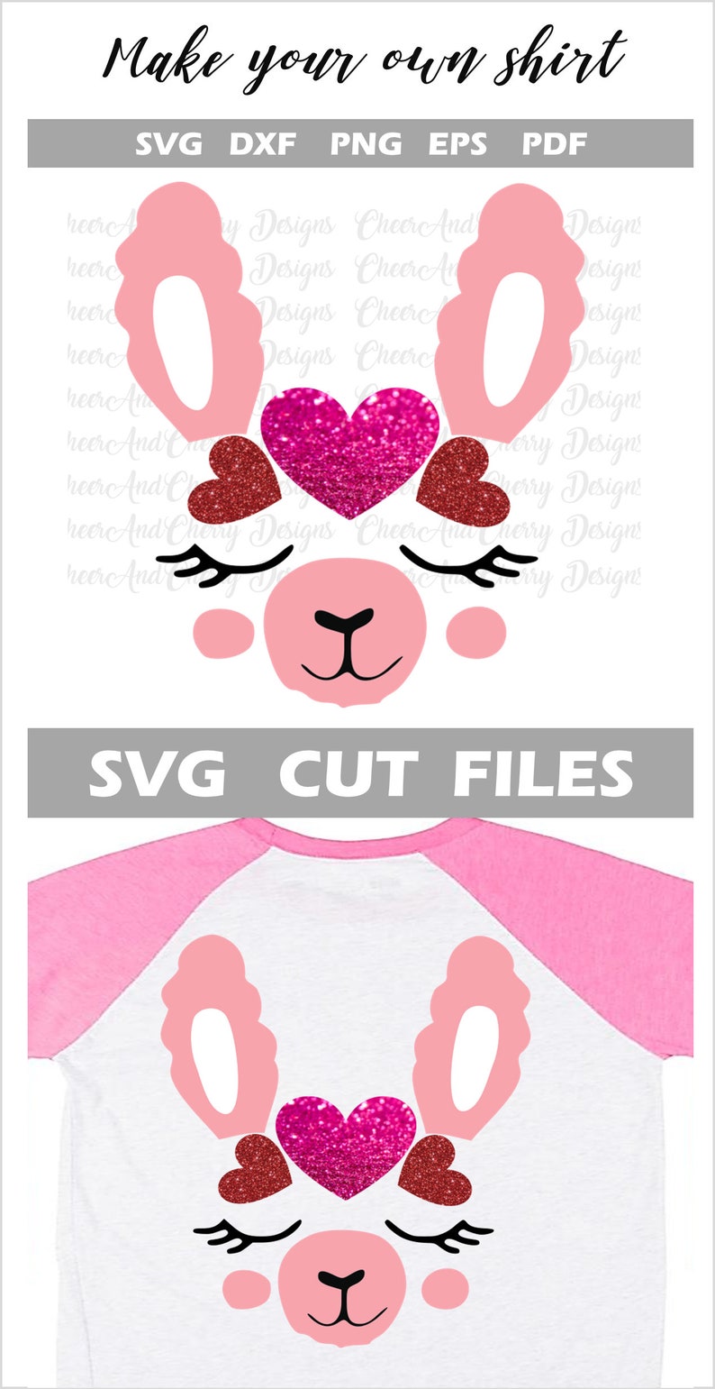 Download Cute Llama face with hearts Svg Valentines Day Llama Svg ...