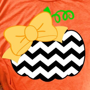 chevron pumpkin Svg, Halloween SVG files for Cricut and Silhouette, Pumpkinn with bow svg Thanksgiving Svg for girl Halloween vinyl cut file