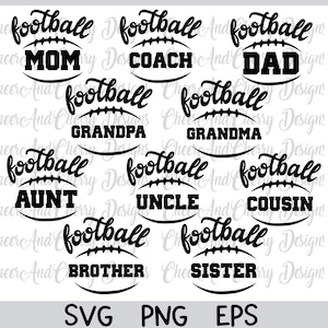 Football svg bundle Png Svg Dxf files, Football family svg, Sports svg, Matching Football shirt designs, Football Mom svg Dad Sister brother
