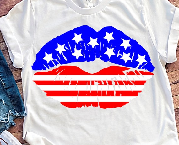 red white and blue lips shirt