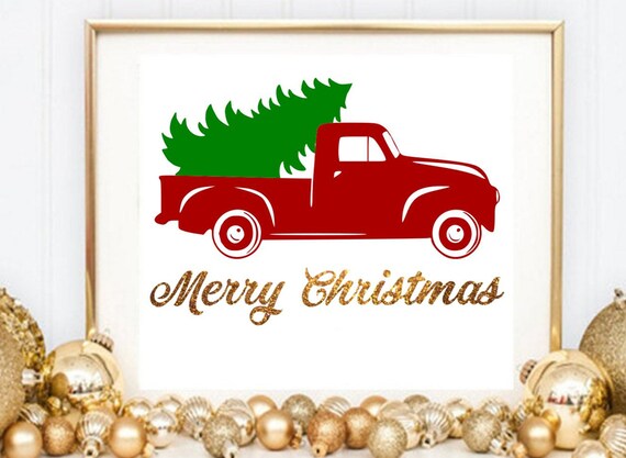 Download Free Red Truck Svg Eps Dxf Merry Christmas Svg For Christmas Tree Etsy SVG DXF Cut File