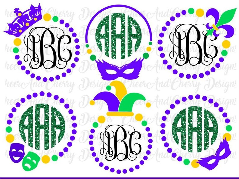 Mardi Gras Svg Bundle Mardi Gras Monogram Svg For Cricut Etsy