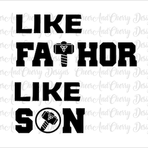 Fathor svg, Als Vader als zoon Svg, Vaderdag gesneden vijl, vader en zoon matching SVG, fa thor hamer clipart Silhouette Cricut vector