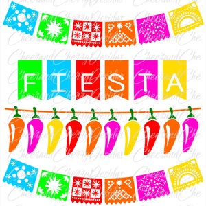 50% OFF SALE Party banner clipart Cinco de mayo download Fiesta banner printable bunting SVG Papel picado art Silhouette Cricut Cut File image 3