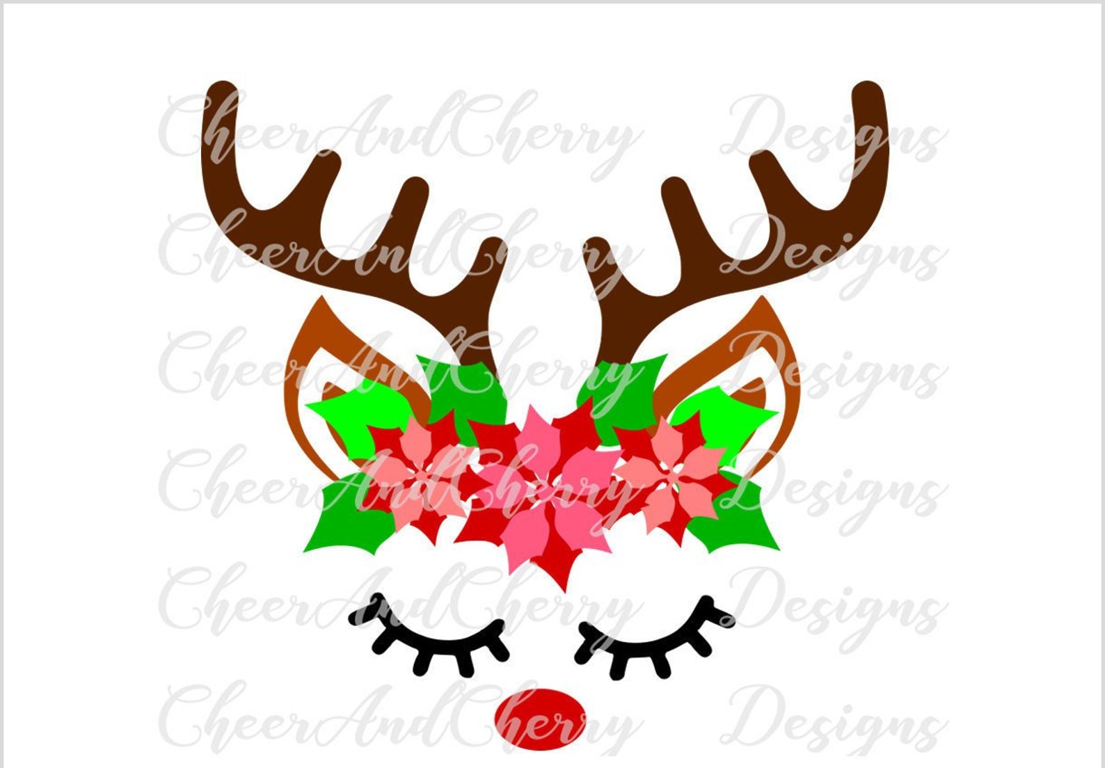 Reindeer Face Svg Christmas Reindeer Svg for Girls Christmas SVG Files ...