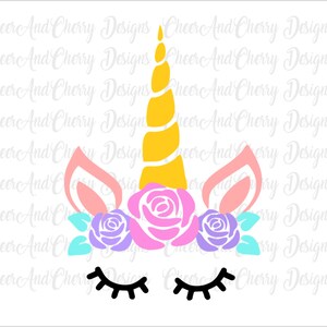 Unicorn face with flowers Svg for girl Unicorn birthday svg, Cute Unicorn Svg Cut files for Silhouette Cricut, Unicorn face Svg for t-shirt