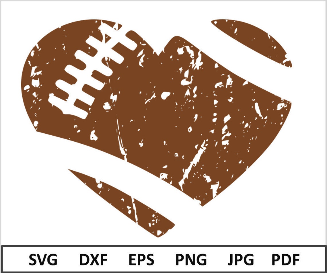 Distressed Football Heart Svg Football Svg Grunge Football Svg - Etsy