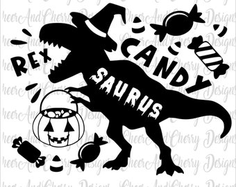 Candy Saurus Rex SVG: Funny Halloween Dinosaur Cut File