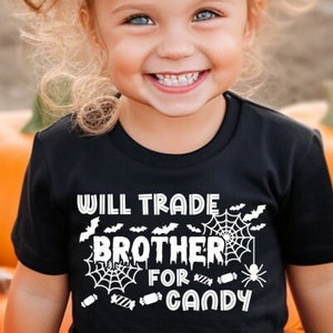 cambiará a su hermana por dulces Svg Cambiará a su hermano por dulces Png Cricut Cameo archivos Divertido Halloween Svg para niños hermanos a juego con diseños de camisas