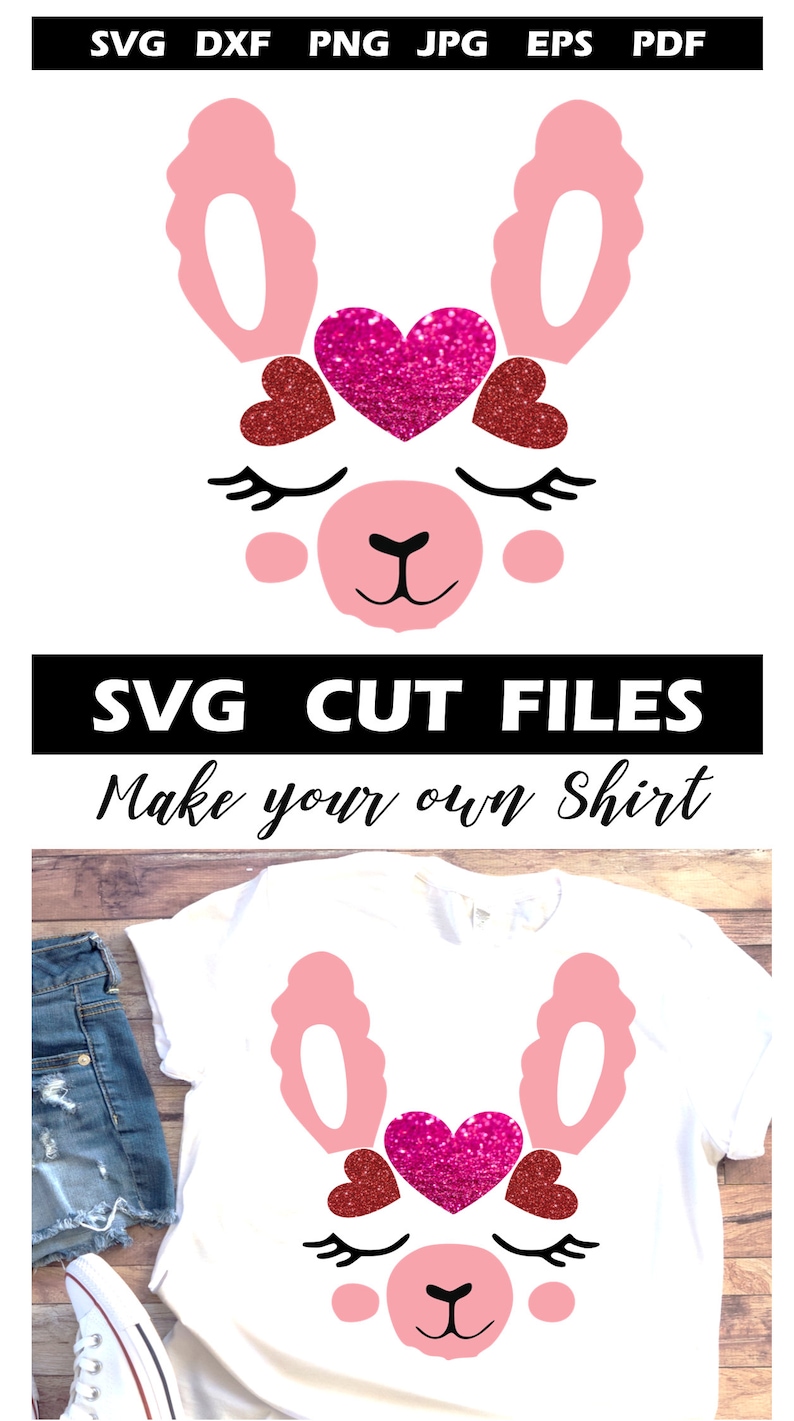 Download Cute Llama face hearts Svg Valentines Day Llama Svg for | Etsy