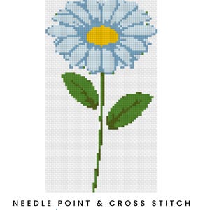 Daisy Needlepoint Pattern – April Birth Flower Needle point Chart Birthday month Cross stitch Design Retro PDF Download DIY gift for Grandma