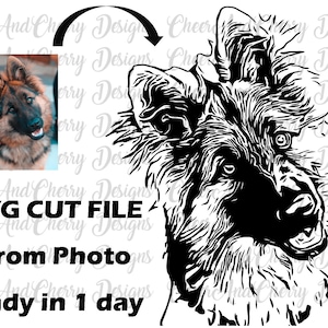 SVG di cane personalizzato realizzato da foto, ritratto personalizzato di animali domestici, regalo personalizzato per amanti dei cani, ordine personale per cane o gatto Dog Face SVG per Cricut