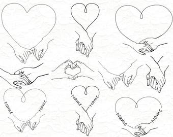 Custom Holding Hands SVG Bundle – Wedding, Engagement , Anniversary, Couples Designs (10 files)